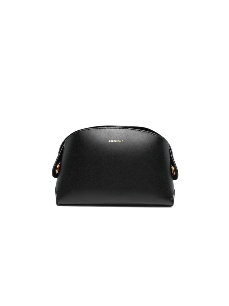 Coccinelle Calf Split Leather Shoulder Bag — Black
