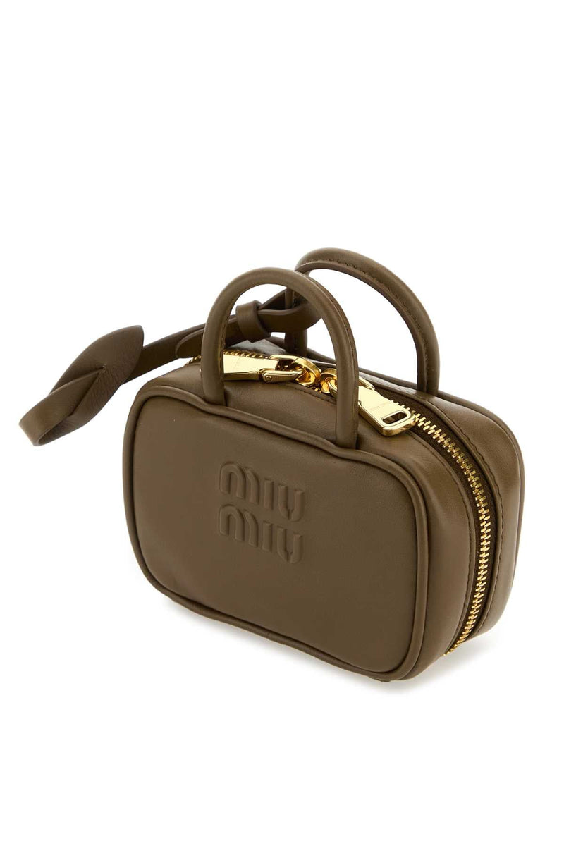 Miu Miu Logo-Embossed Leather Mini Bag — Brown Wallet