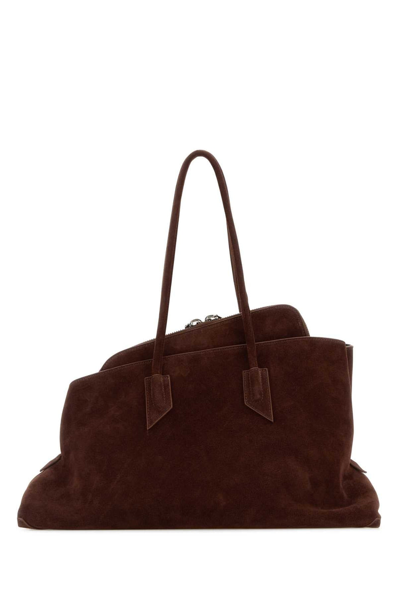 The Attico Suede Shoulder Bag — Brown