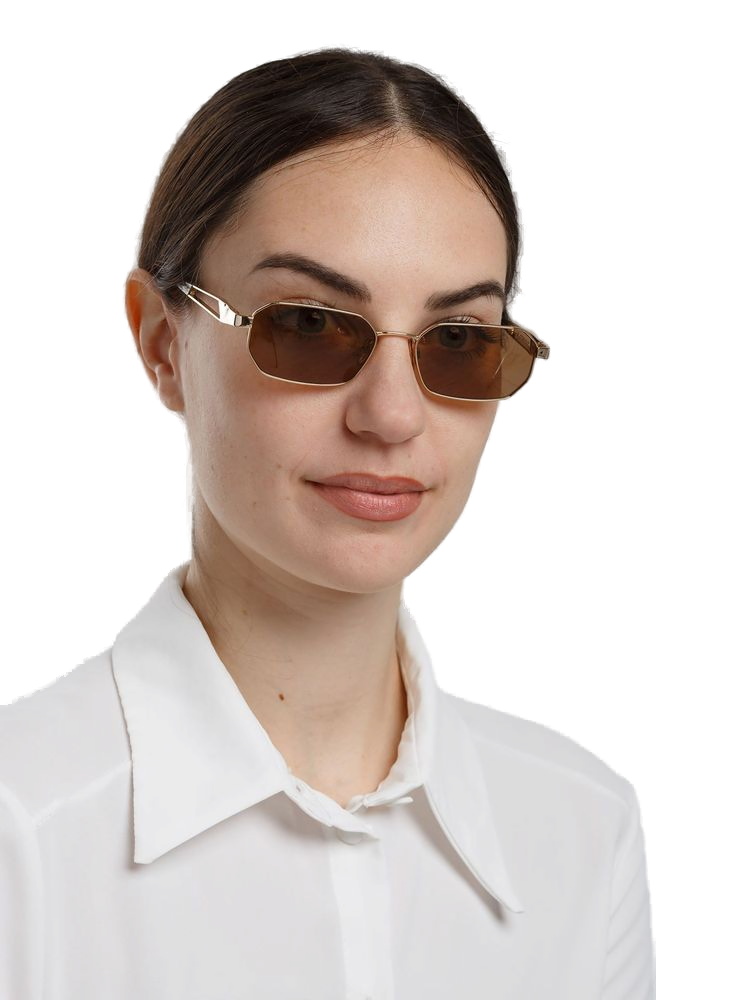 Hickmann Hi3248 Metal Rectangle Sunglasses — Gold