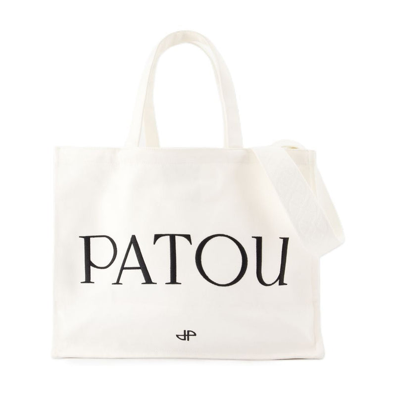 Patou Logo-Printed Cotton Tote Bag — White