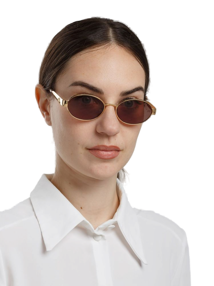 Ana Hickmann Ah3341 Metal Oval Sunglasses — Gold