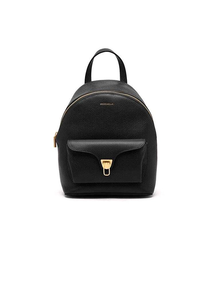 Coccinelle Grained Leather Backpack — Black Genuine