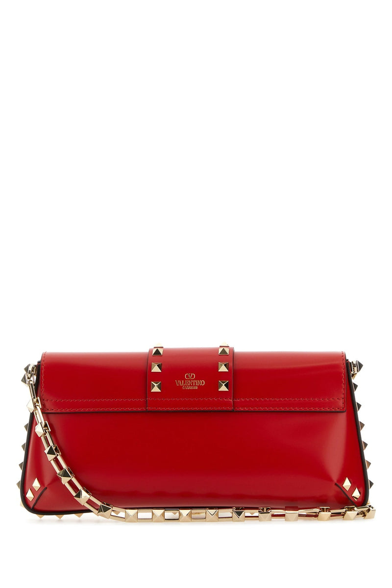 Valentino Garavani Studded Calf Leather Shoulder Bag — Red - Bos Taurus
