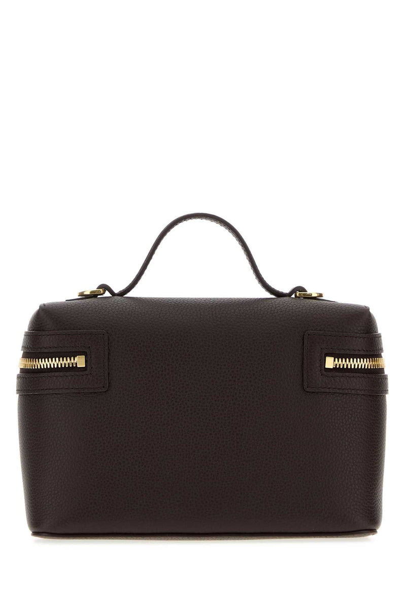 Burberry Pebbled Leather Top Handle Bag — Black