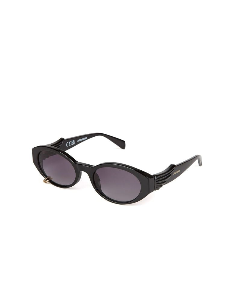 Zadig & Voltaire Szv502v Oval Acetate Sunglasses — Black