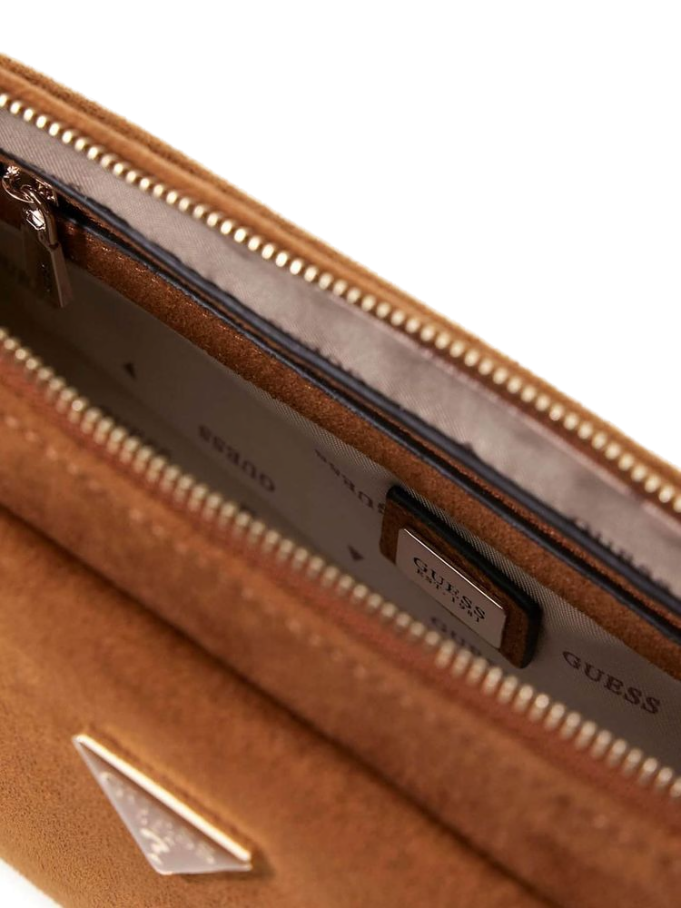 Guess Devon Crossbody Bag — Cognac Polyester