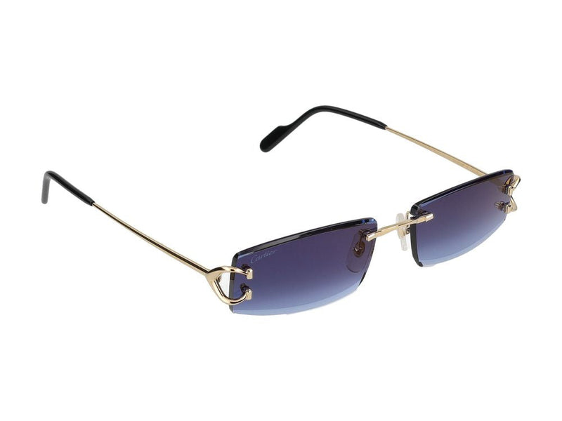 Cartier Ct0465s Rimless Gold-Metal Sunglasses — Blue