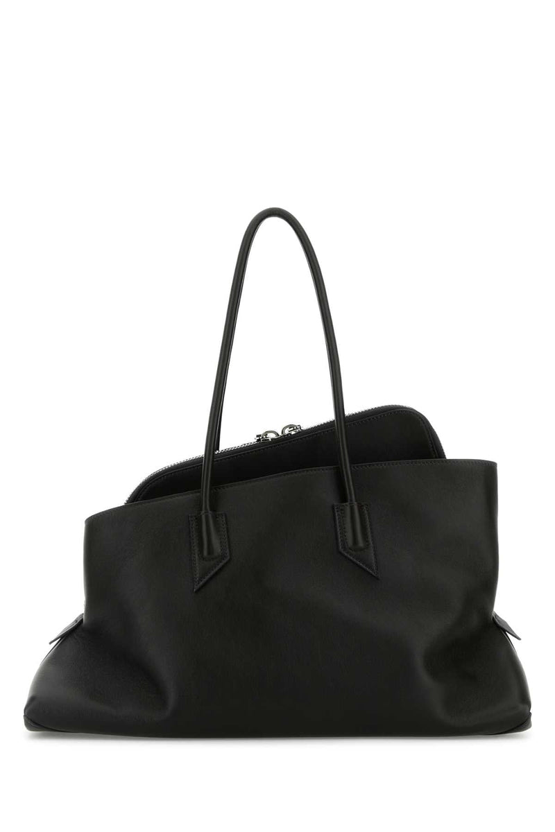 The Attico Leather Curved Shoulder Bag — Black