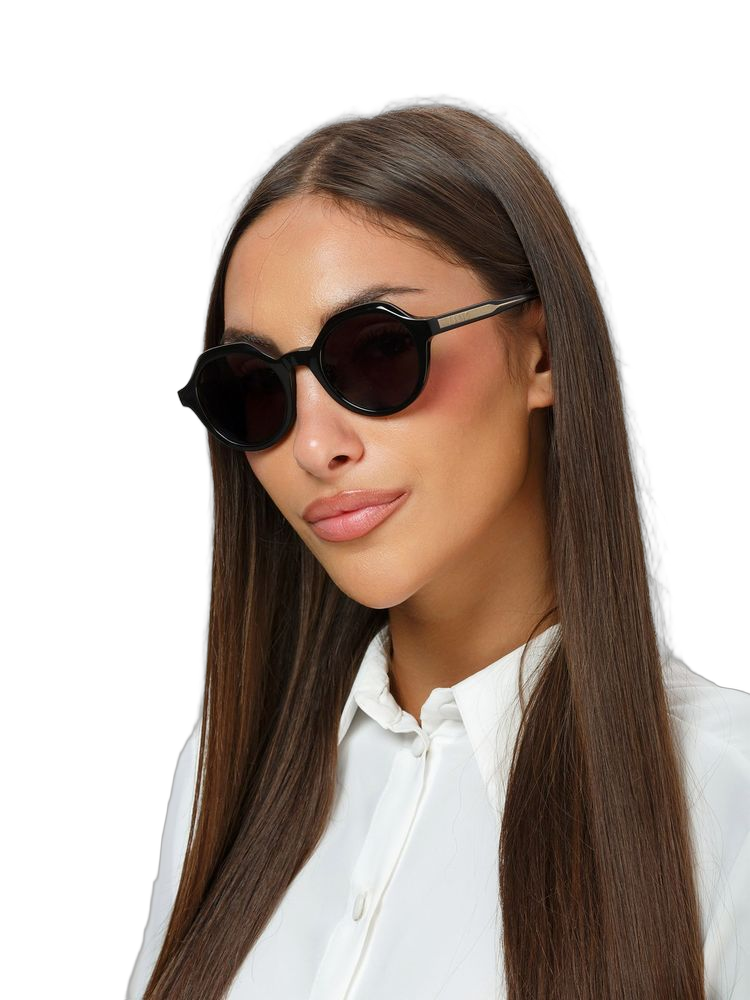 Zadig & Voltaire Szv453 Round Acetate Sunglasses — Black