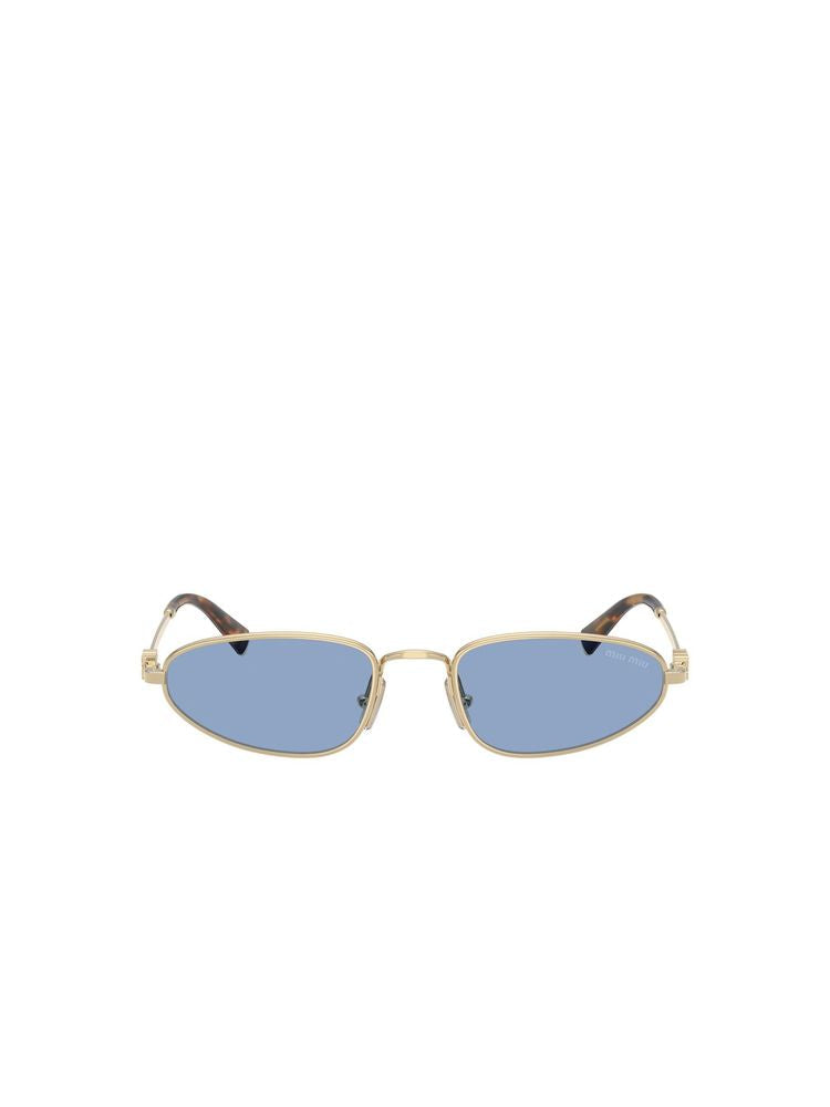 Miu Miu 0mu Metal Rectangle Frame Sunglasses — Gold