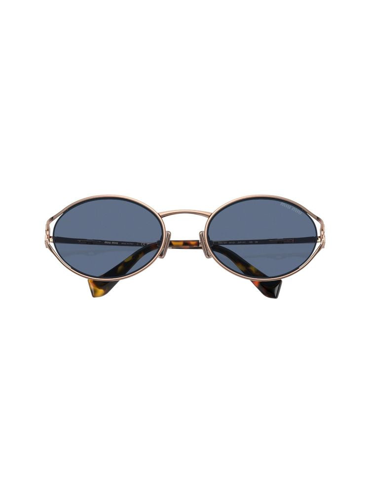 Miu Miu 52ys Logo Metal Sunglasses — Blue (other)