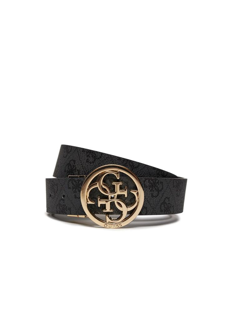 Guess Logo-Embossed Belt — Black Polyester