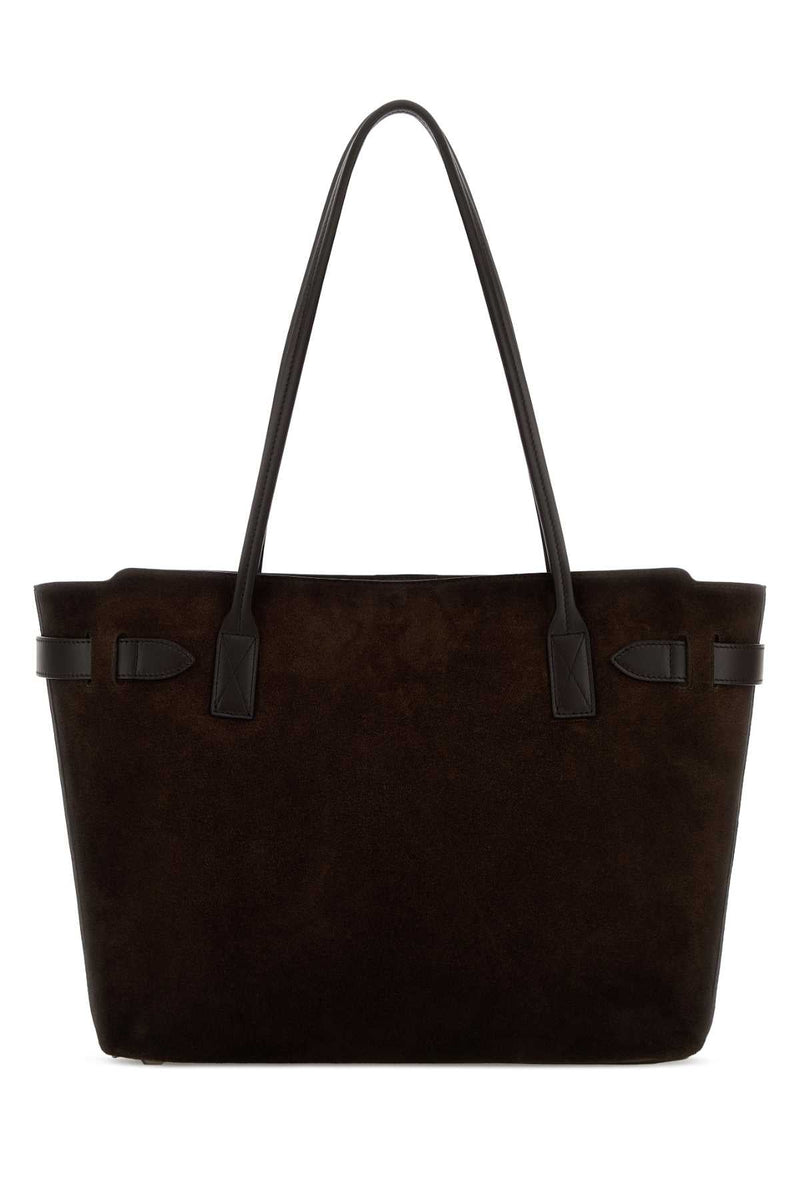 Balenciaga Suede Leather With Trim Tote Bag — Brown