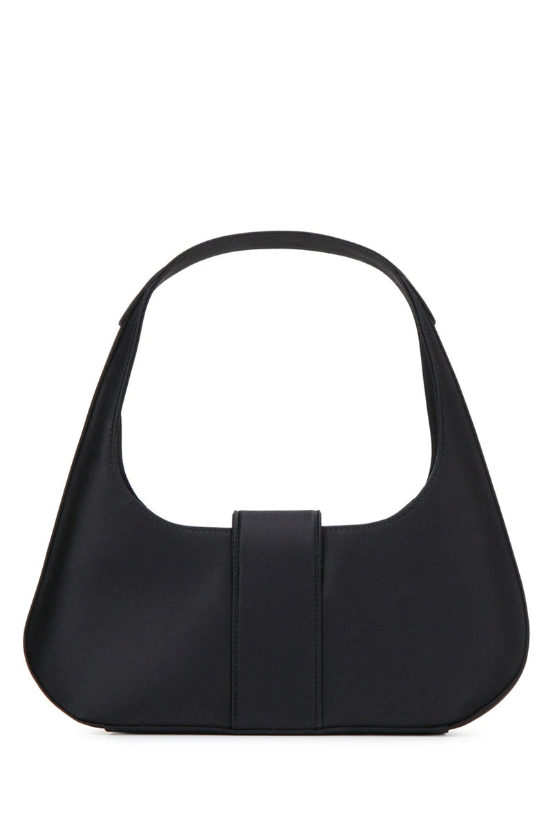 Roger Vivier Crystal-Buckle Shoulder Bag — Black Nylon