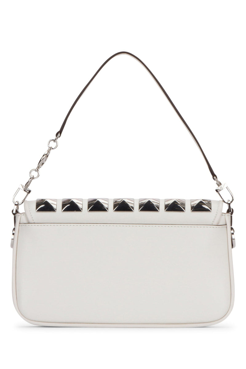Michael Kors Pyramid Studded Leather Shoulder Bag — White