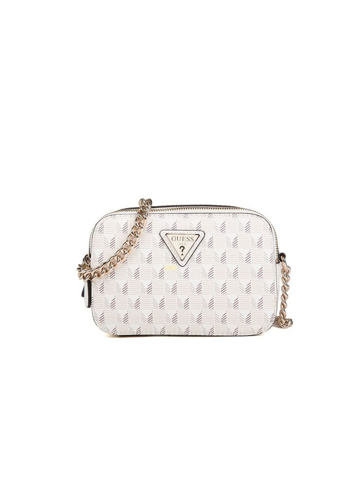 Guess Chevron-Quilted Crossbody Bag — Beige Polyurethane
