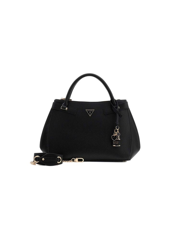 Guess Serenova Girlfriend Top Handle Bag — Black Polyurethane