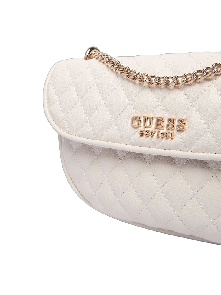 Guess Quilted Polyurethane Crossbody Bag — White