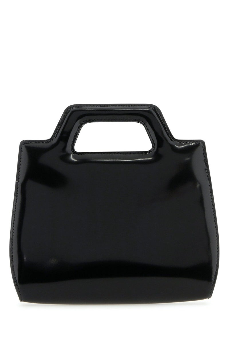Ferragamo Nero Top Handle Bag — Black . Calf Lamb Lining