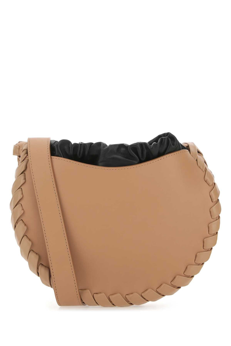 Chloé Braided Leather Shoulder Bag — Beige