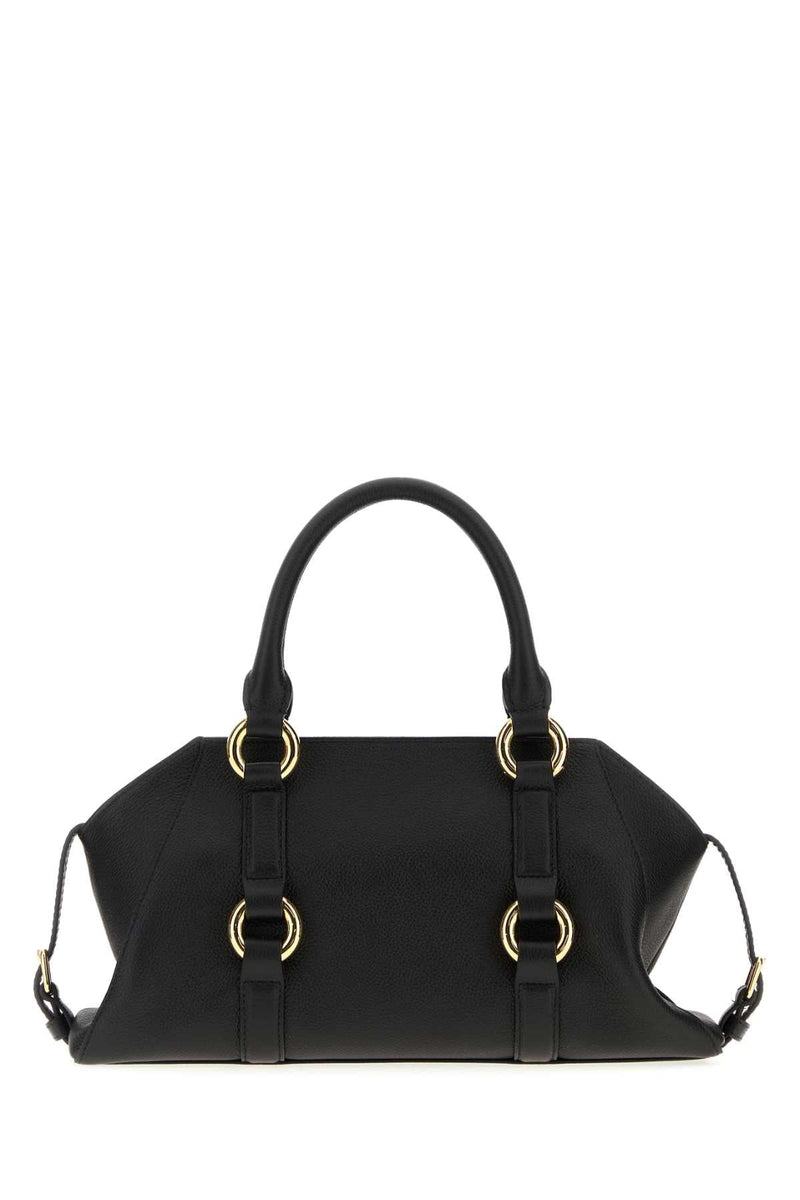 Alexander Mcqueen Structured Calf Top Handle Bag — Black