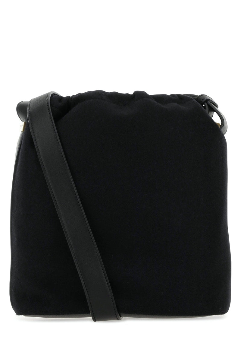Saint Laurent Logo-Embroidered Tessuto Crossbody Bag — Black