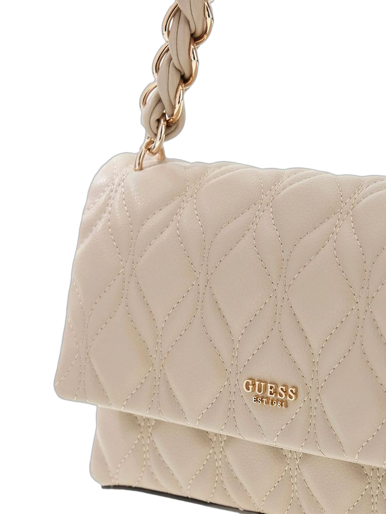 Guess Maxine Flap Crossbody Bag — Beige Polyurethane