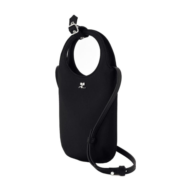 Courrèges Silk Ring Handle Top Bag — Black