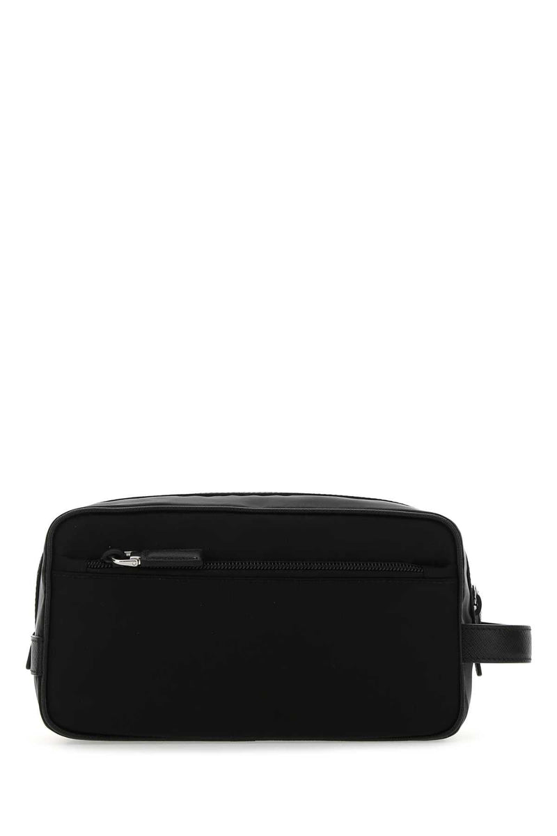 Prada Re-Nylon And Leather Travel Case — Black Poliammidericiclata-vitello Wallets