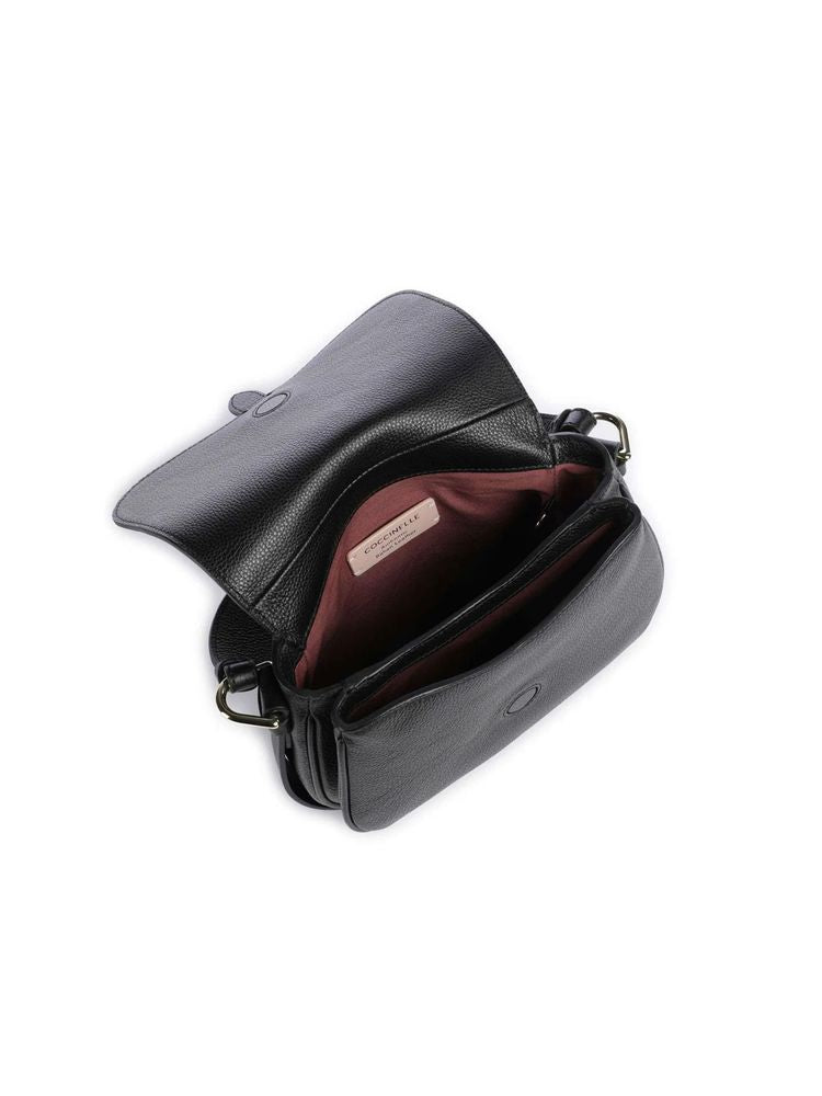 Coccinelle Micro Grainy Leather Top Handle Bag — Black