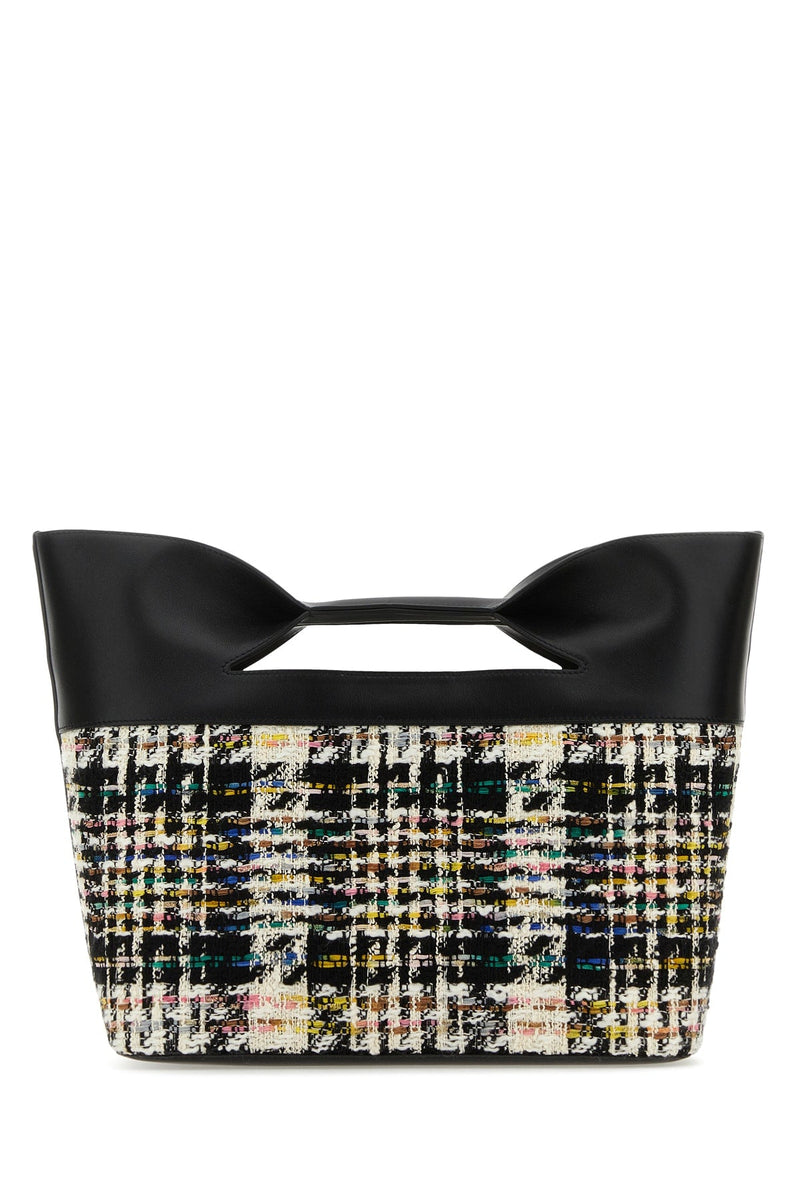 Alexander Mcqueen Leather And Tweed Top Handle Bag — Multicolor