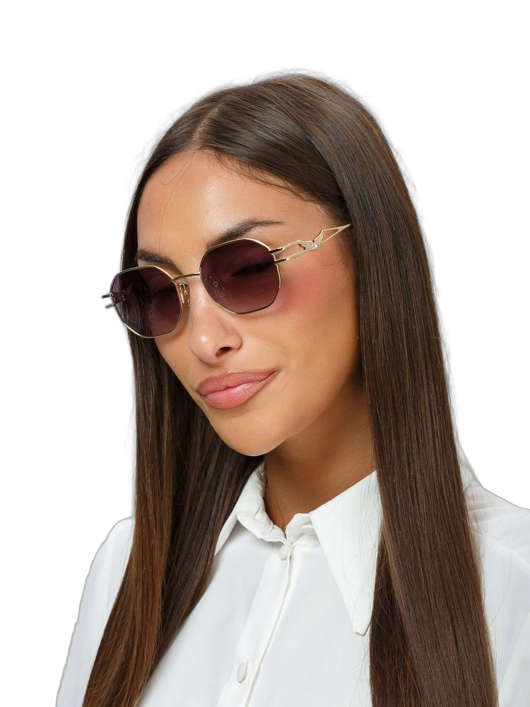 Zadig & Voltaire Szv463s Metal Hexagonal Sunglasses — Rose Gold