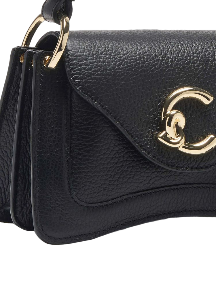 Coccinelle C-Me Shoulder Bag — Black Cowhide