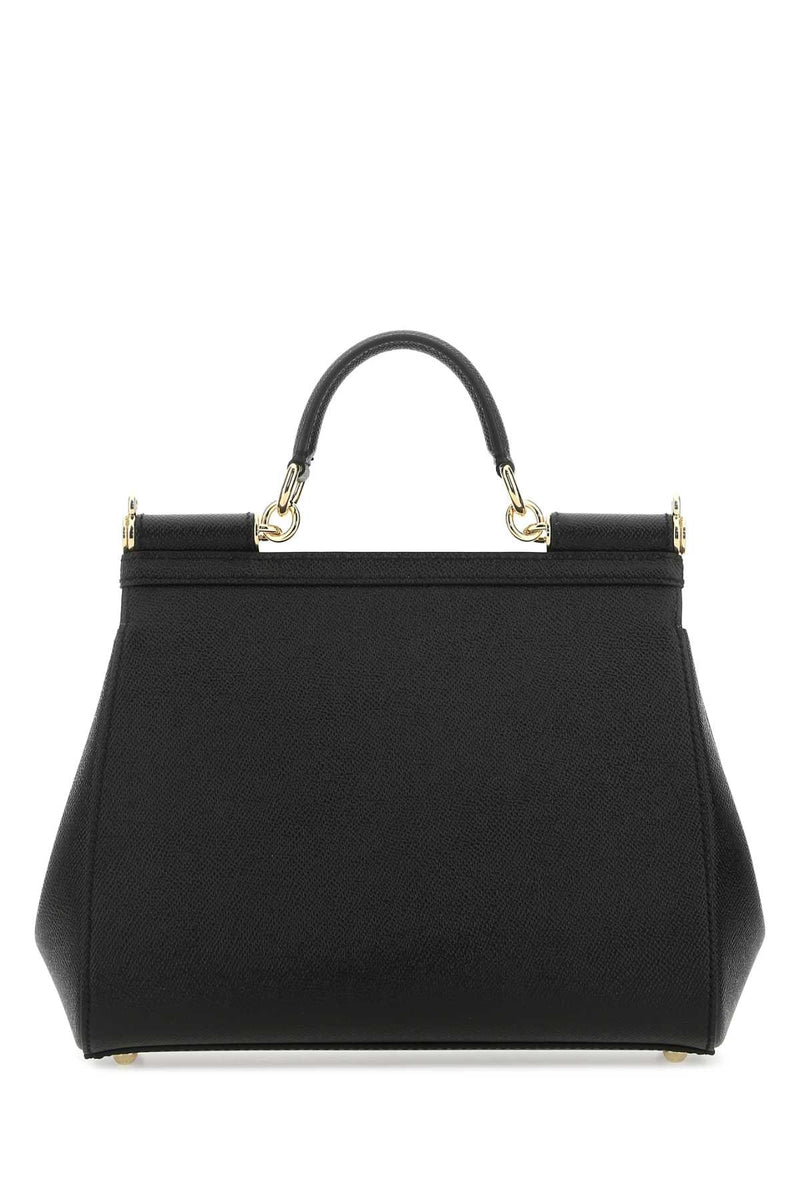 Dolce & Gabbana Textured Calf Leather Top Handle Bag — Black