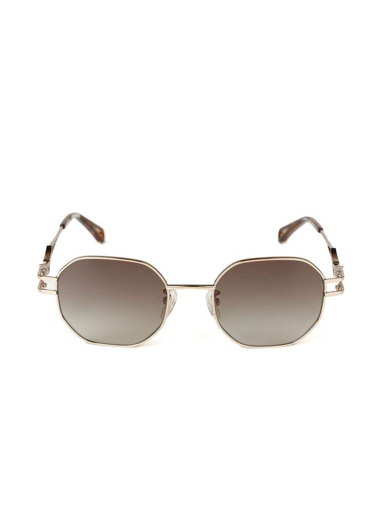 Zadig & Voltaire Szv463s Octagonal Metal Sunglasses — Gold