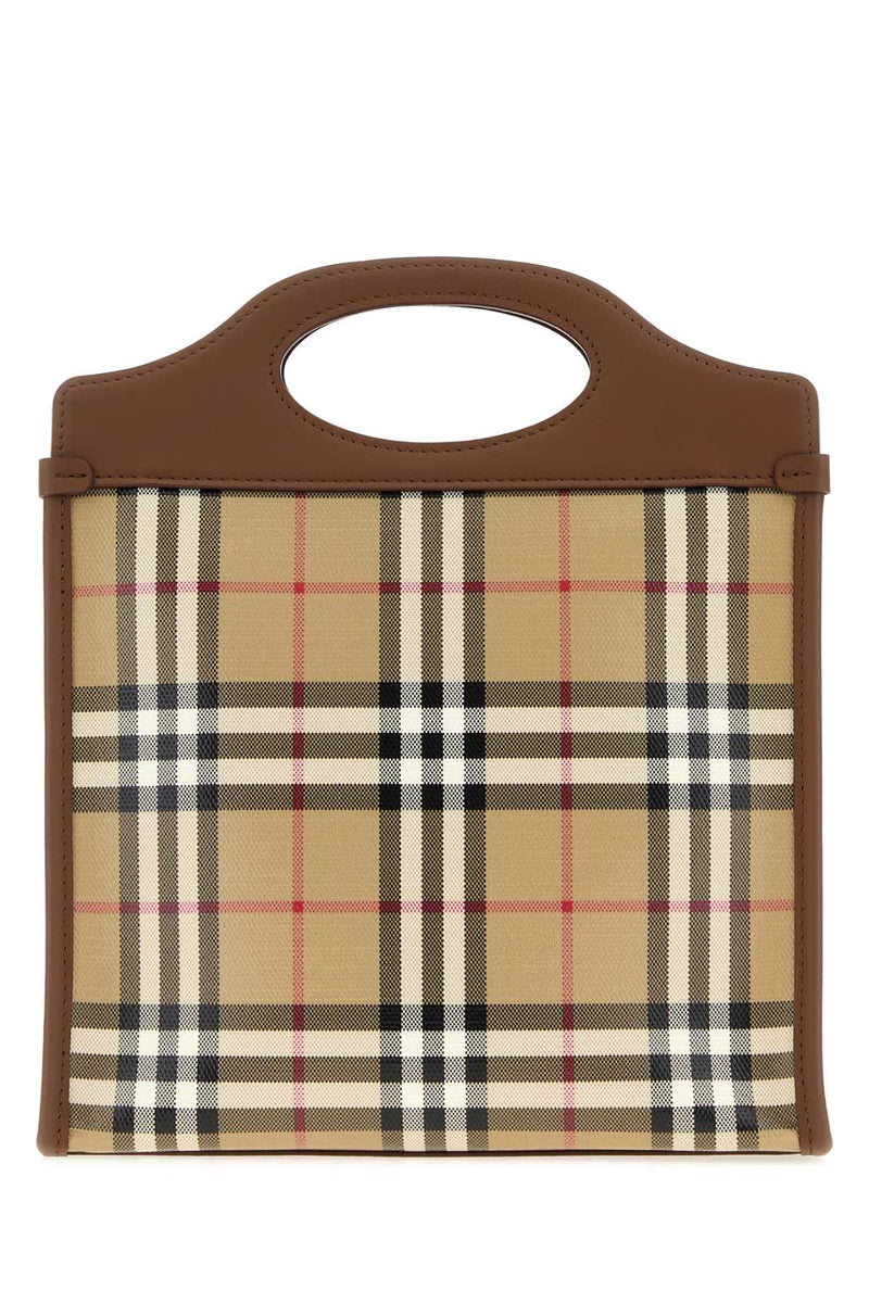 Burberry Check Canvas Top Handle Bag — Beige Cotton