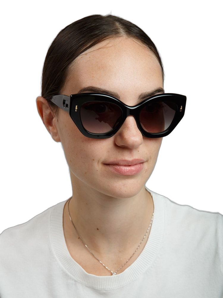 Furla Sfu985 Gradient Lens Sunglasses — Black Acetate