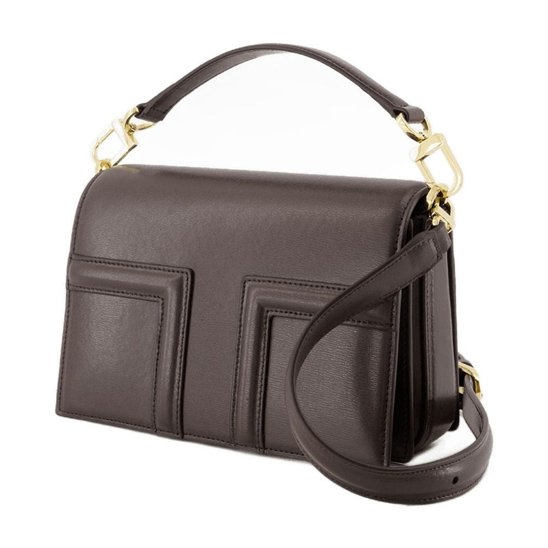 Toteme T-Flap Shoulder Bag — Brown Cowhide