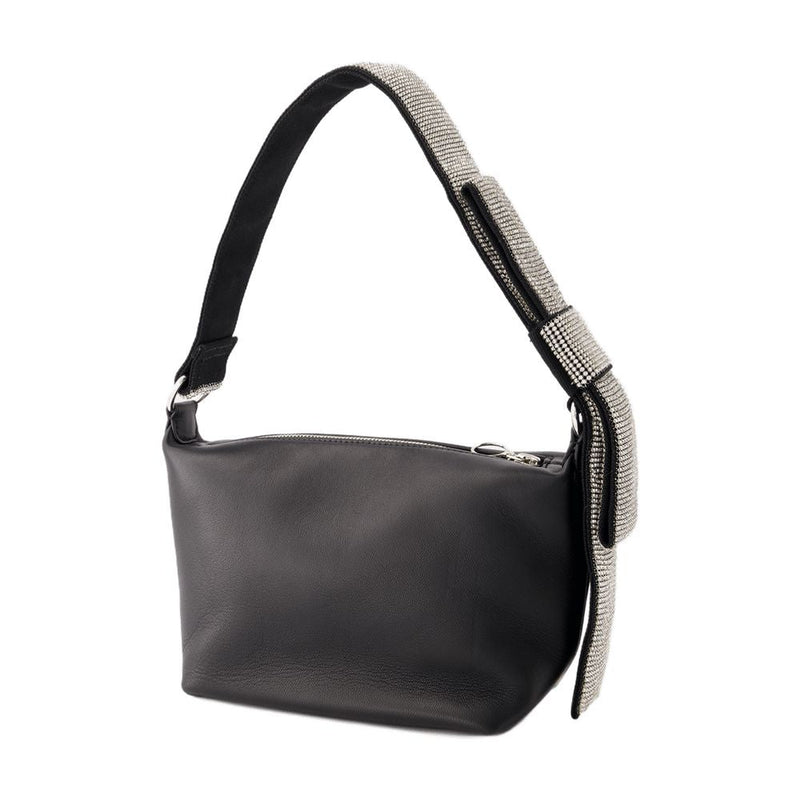 Kara Calfskin Bow Hobo Bag — Black