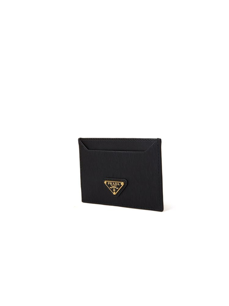 Prada Textured Calfskin Card Case — Black Cases