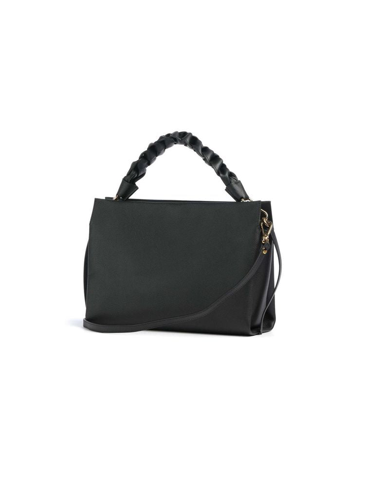 Coccinelle Boheme Grana Shoulder Bag — Black Cowhide