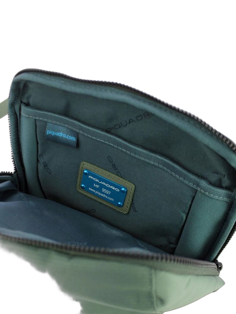 Piquadro Woody Crossbody Bag — Green Recycled Polyester