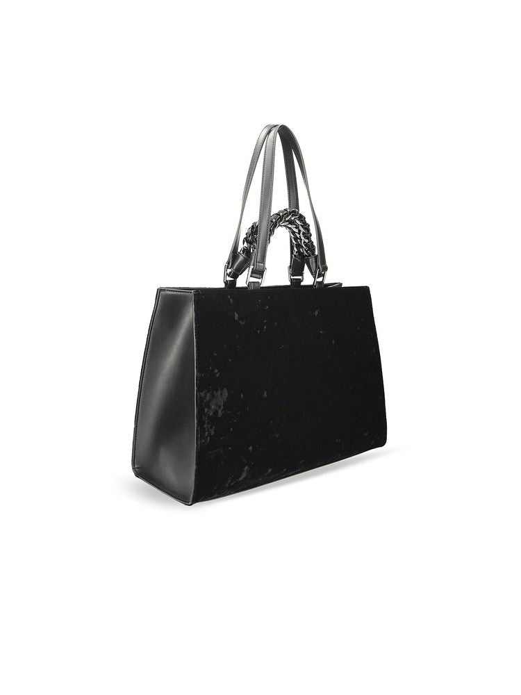 Liu Jo Velvet Tote Bag — Black Polyurethane