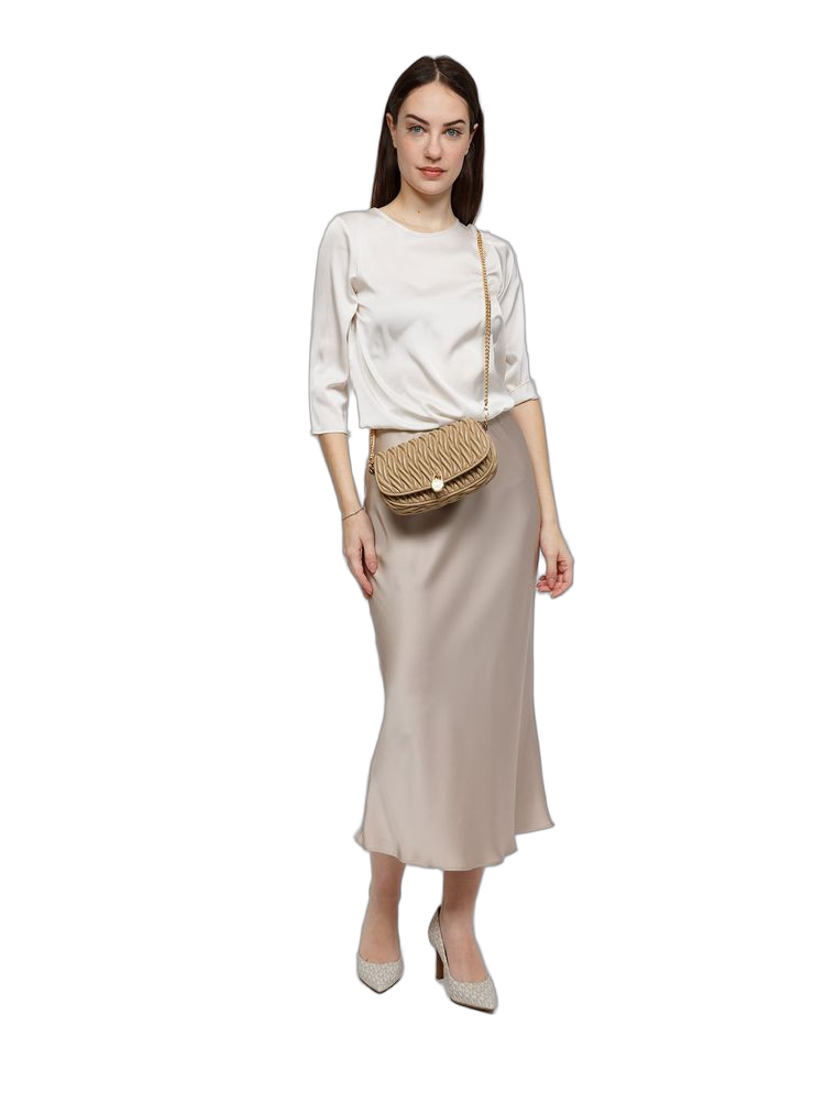 Michael Kors Mila Crossbody Bag — Beige Polyvinyl Chloride