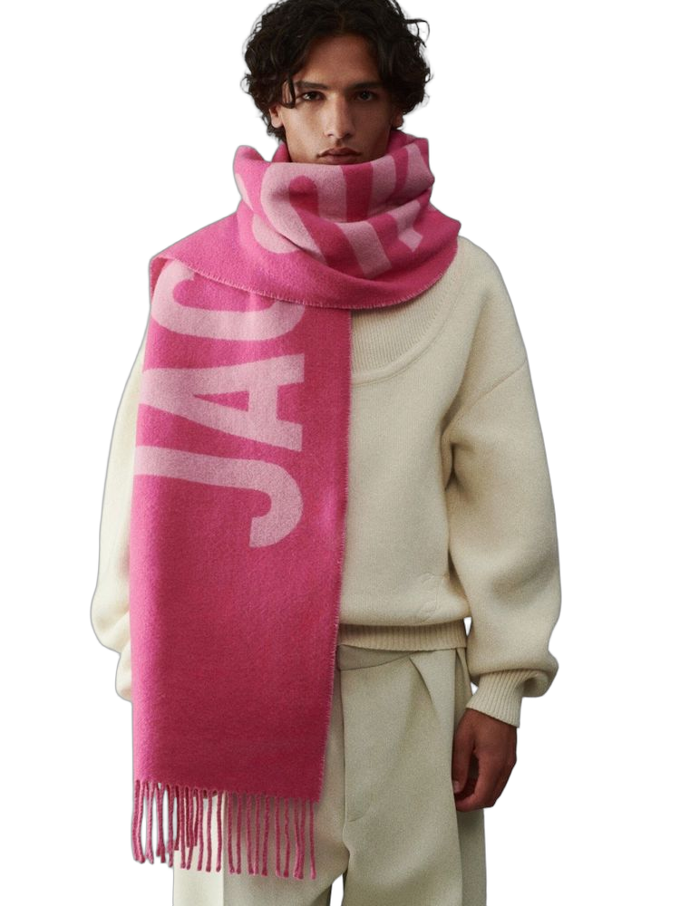Jacquemus Logo Wool Scarf — Pink Scarfs