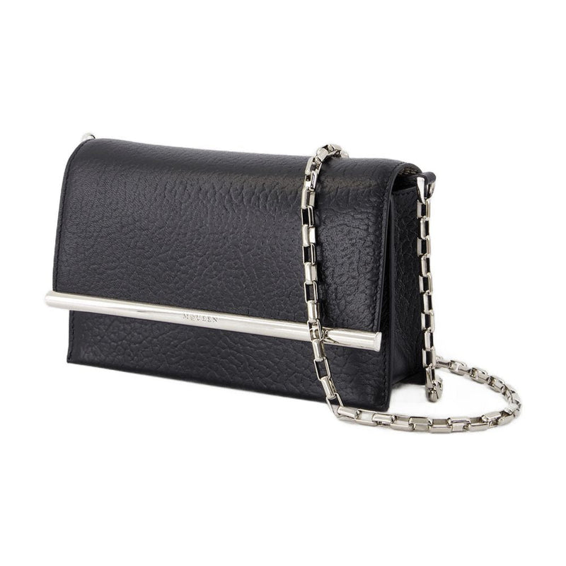 Alexander Mcqueen Mini Cross Bar Clutch — Black Lambskin