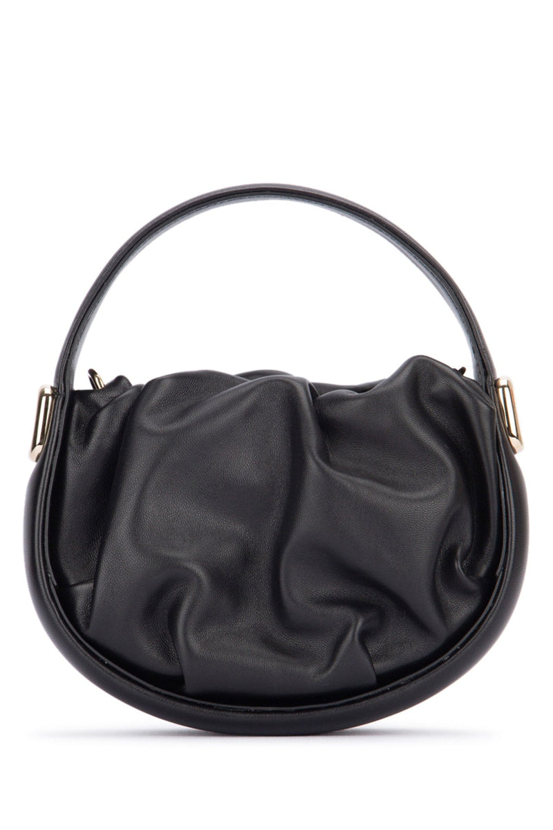 Roger Vivier Gathered Leather Top Handle Bag — Black