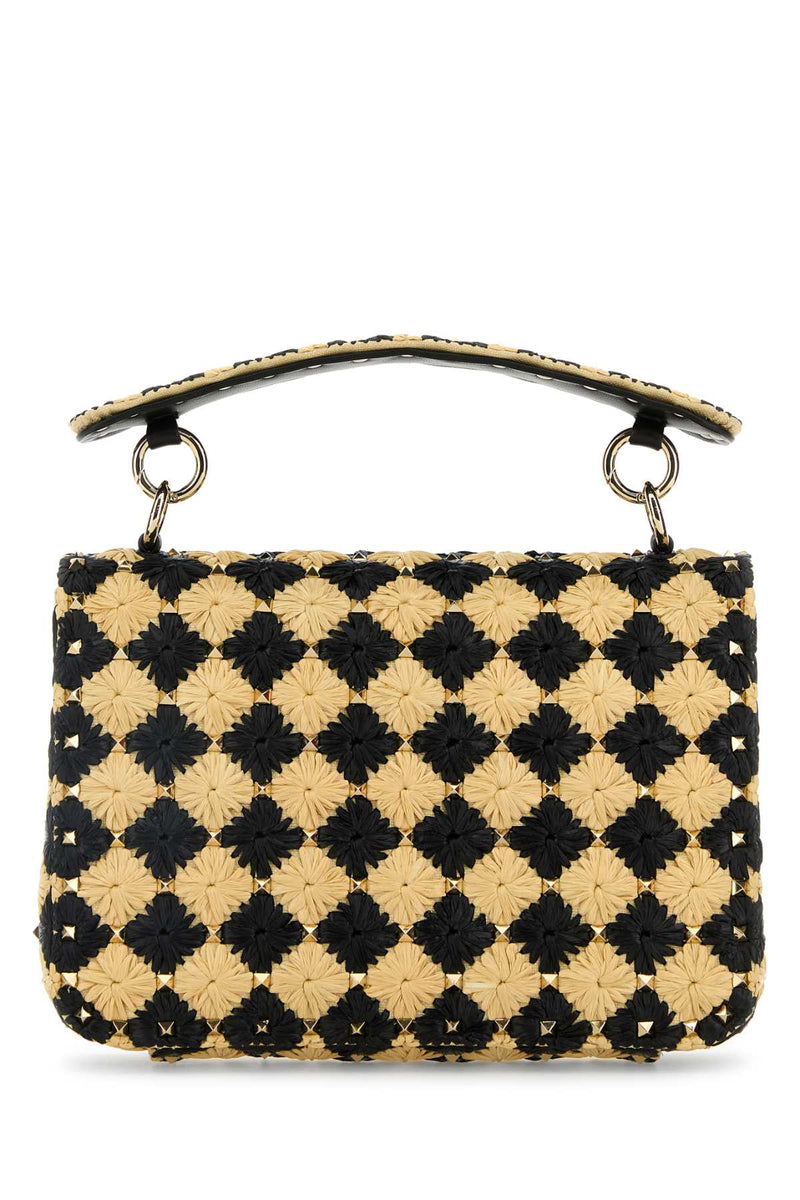 Valentino Garavani Daisy-Quilted Raffia Top Handle Bag — Multicolor
