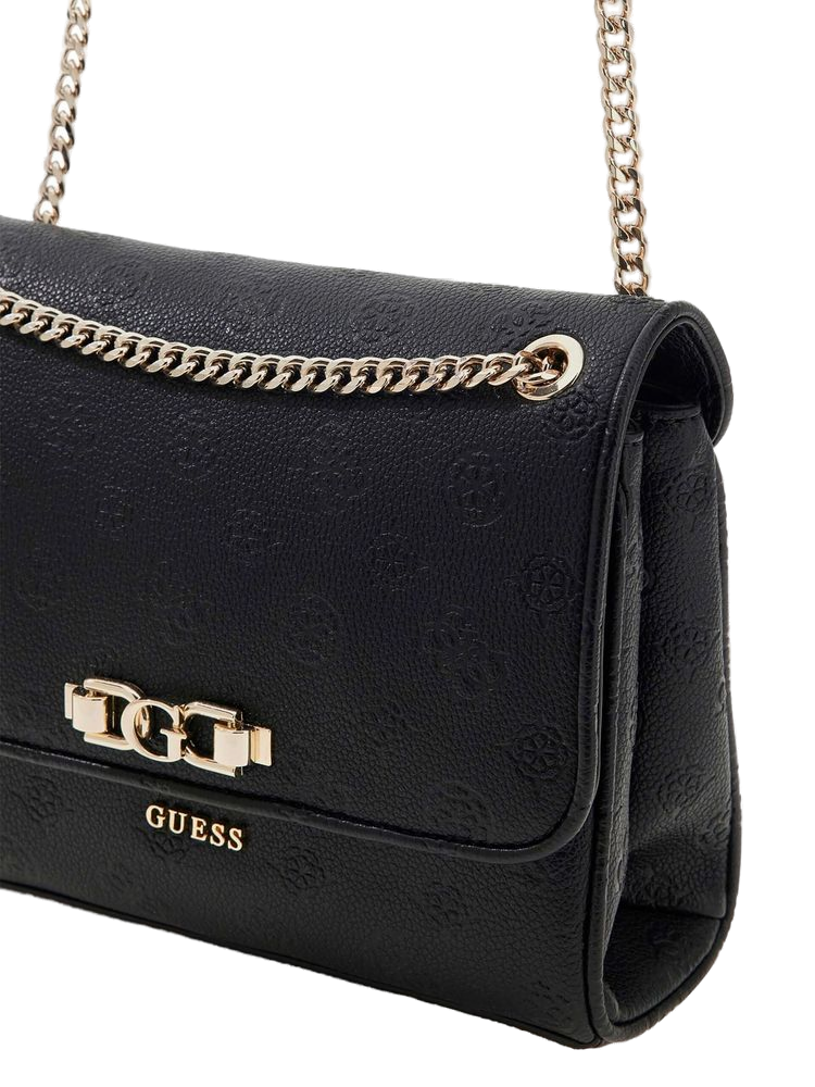 Guess Logo-Print Polyurethane Crossbody Bag — Black